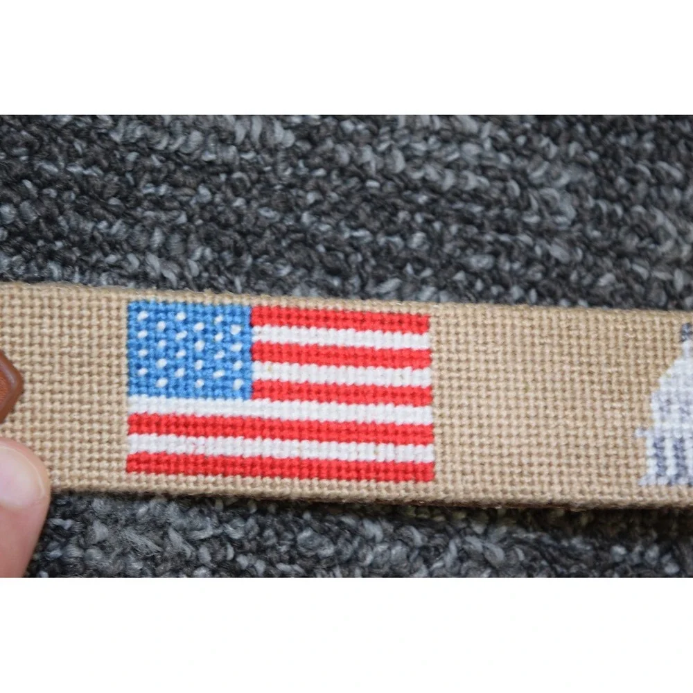 Brewster Belt Co CUSTOM Needlepoint HUDSON FAMILY Belt 40 North Carolina Fishing
